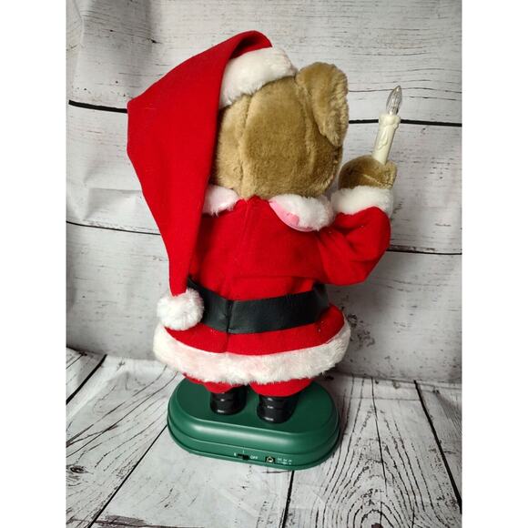 Santa Bear Musical Animated Lighted Suit Holding Candle 14" Vtg 1983 Avon Works - Picture 5 of 8